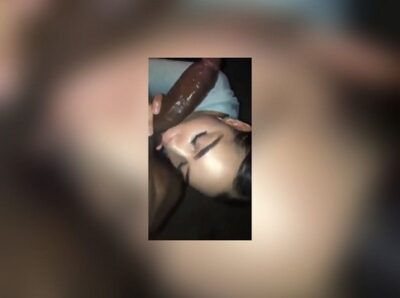 Ebony sucking a super cock that doesn’t fit in her mouth